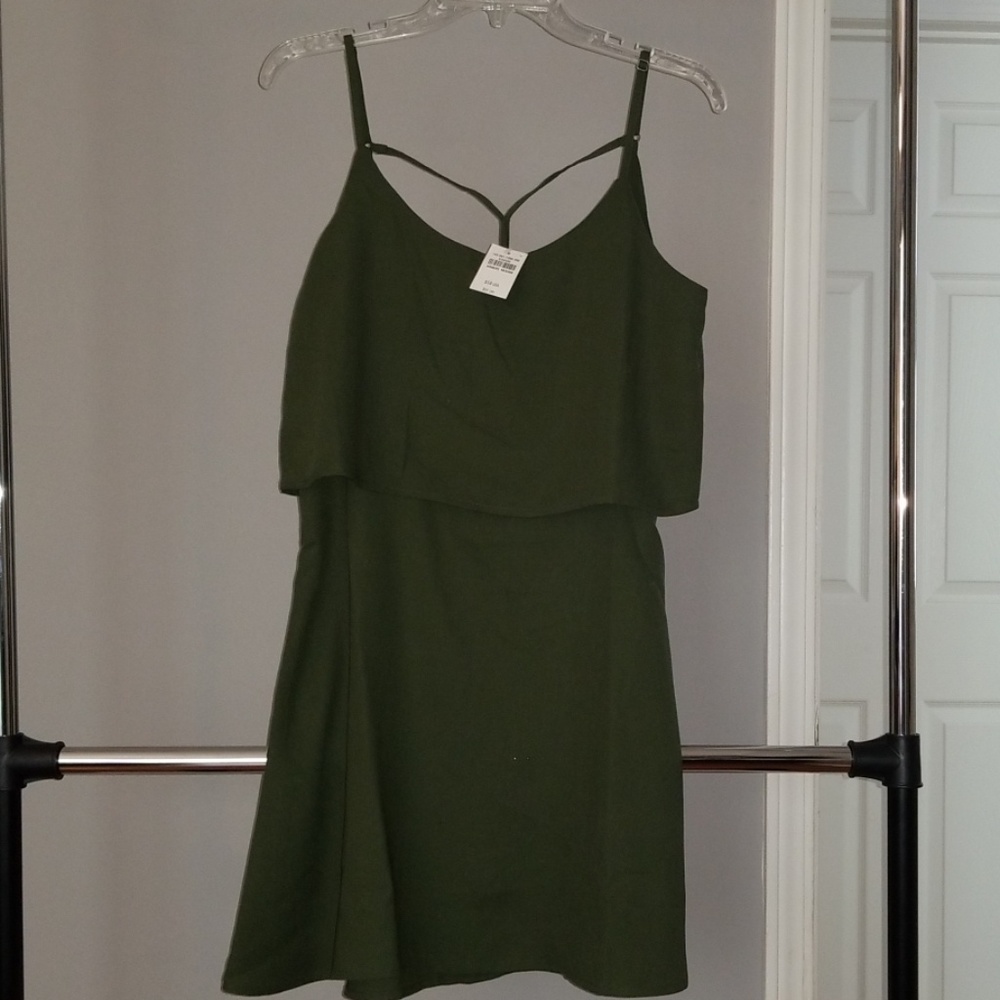 A&F Green Tiered Dress with Adjustable Straps